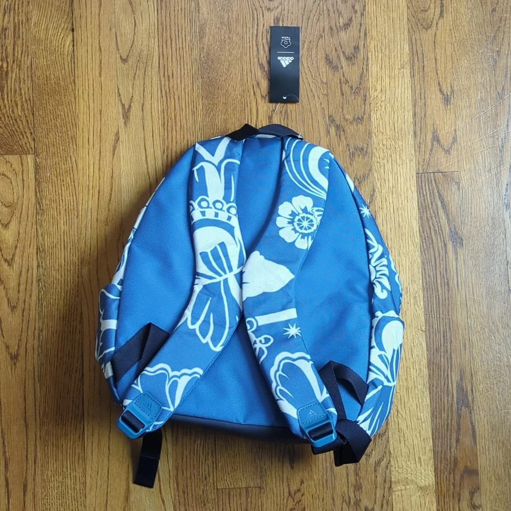 NWT FARM Rio Backpack Adidas Collaboration Botanical Print Blue And White